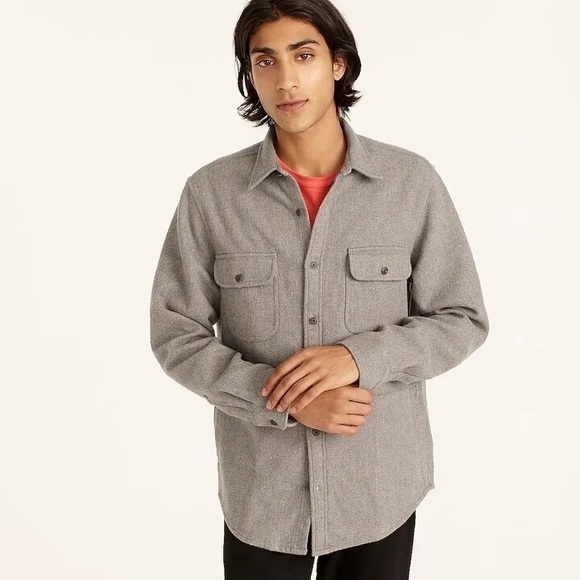 J. Crew Other - J. Crew Heavyweight Double Cloth Shirt Jacket Large Flannel Shacket Gray Plaid